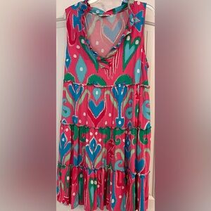 Crown & Ivy Pink and Blue Patterned Summer dress.